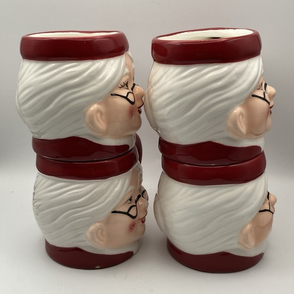 4 Vintage Pottery Barn Mugs / Mrs. Santa Claus / Ceramic 3" / Christmas / Flaws - Picture 14 of 16
